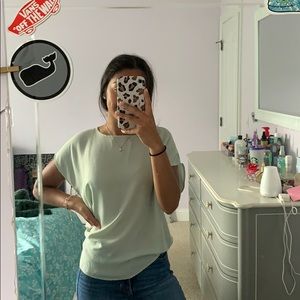 mint green satin shirt blouse